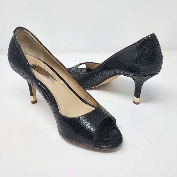 INC Black Snake Skin Faux Leather Pumps Size 6 - Picture 1 of 10